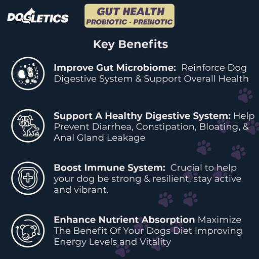 [BRSRA2T3BUBAAFY6] Gut Health Probiotic & Prebiotic - 90ct Support Stomach Microbiome, Prevent Digestive Problems, Reduce Anal Gland Issues, Improve Immune Function and Overall Energy