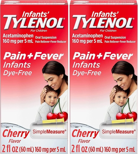 [BRSROZQKOB4A4CI4] Tylenol Infants Oral Suspension, Dye-Free, Cherry, 2 Fl. Oz (Pack of 2)