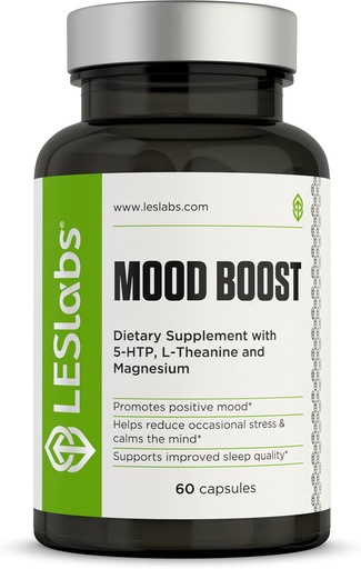 [BRSROZYLO4CBYHIU] LES Labs Mood Boost – 压力缓解,Mood支持,深度放松和更好的睡眠 – 5-HTP, Ashwagandha, Rhodiola Rosea, 镁, L-Theanine & GABA – 非GMO 补编 – 60 Capsules
