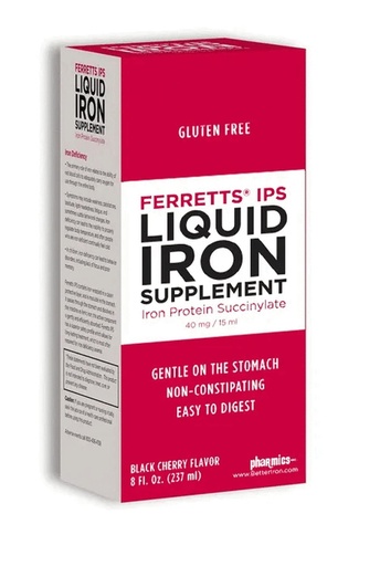 [BRSWIFITCEBWCHI5] Ferretts IPS Liquid Iron Supplement (40mg Elemental Iron per 15ml) 8 Fl Oz. of Black Cherry Flavored, for Kids & Adults - Gentle & Non-Constipating Yummy Liquid Iron Supplement