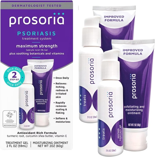 [BRSWG23YBZ4AKYLP] Prosoria hoitojärjestelmä Double Kit 2oz ... Tehokas psoriasis Relief with salicylic acid, Turmeeric, Shea Butter & Vitamiinit...