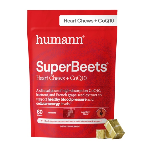 [BRSROA32DMMBO3Q7] Humann SuperBeets Heart Chews + CoQ10-150mg of CoQ10 Plus Beetroot & Grape Seed Extract, Blood Pressure Support, Support Healthy Blood Flow, Circulation, 60 Count