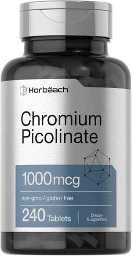 [BRSROGINOAPQ22TG] Horbaach Chromium Pikolinate 1000mcg XI124; 240 Tablets XI124; Wegetariańska Formuła XI124; Non- GMO, Gluten Free Supplement