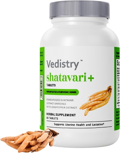 [BRSROBAYBF5B6H3K] Shatavari Root Extract Tablets for Women | Hormonal Balance & Fertility Support | Lactation & Uterine Health Supplement | 1100mg with Long Pepper | 60 Vegan Tablets