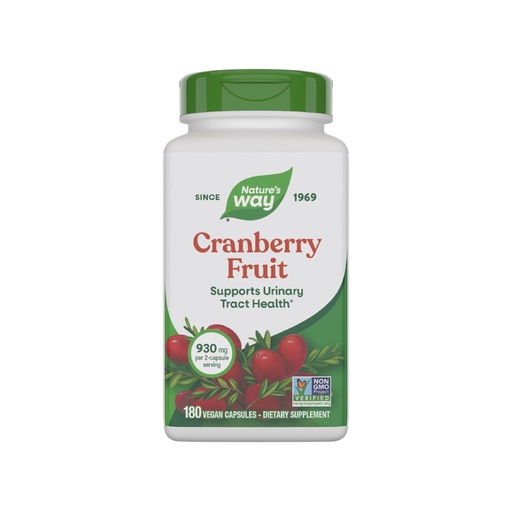 [BRSWIYQPO4IGG2I5] Nature's Way Cranberry Fruit, Cranberry Supplements, Supports Urinary Tract Health*, 930 mg per 2-Capsule Serving, 180 Capsules (Packaging May Vary)