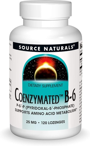 [BRSWIY37BMBGOG3O] Fuente Naturales Coenzimated B-6, P-5 Pyridoxal-5 Phosphate Fast-Acting, Quick Dissolve Vitamin Supports Amino Acid Metabolism*, 25 mg - 120 Lozenges