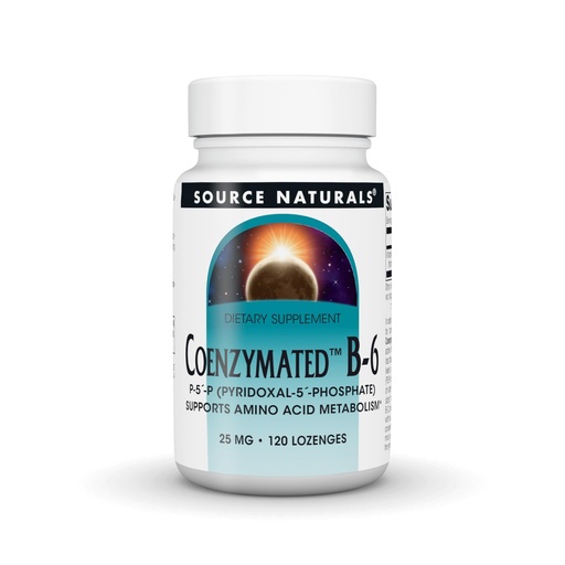 [BRSWIY37BMBGOG3O] Source Naturals Coenzymated B-6, P-5 Pyridoxal-5 Phosphate Supports Amino Acid Metabolism*, 25 mg - 120 Lozenges