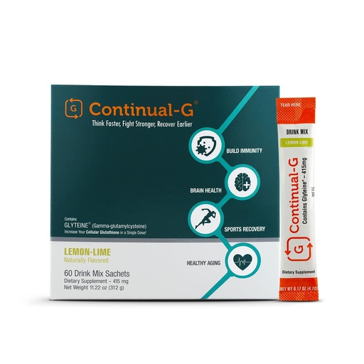 [BRSRMGIFPIHRSHTV] CONTINUAL - G Powder - Clinically Proven Cellular Glutathione Precursor | Benefit of Glyteine & Sunfiber | Immune Support, Master Antioxidant, Detox, Brain Health & Skin Care | 60 Sachets