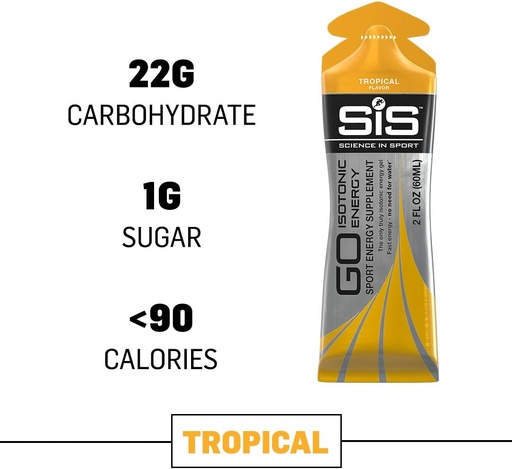 [BRSWKHY2BYGGOG3A] Science in Sport Energy Gel Pack, SIS Isotonic Energy Gel, 22g Fast Acting Carbs, Performance & Endurance Gels, Tropical Flavor - 2 Fl Oz (Pack of 6)