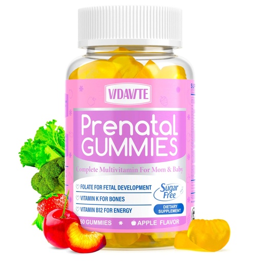 [BRSRMATRAR4AMC3K] VIDAVITE Sugar Free Prenatal Gummies — 30+ Nutrients (Choline, Folate, Iron, Vitamin) for Fetal and Neural Support, Bones, Energy & Immunity — USA-Made Vegan Prenatal Vitamins for Women (60 Gummies)