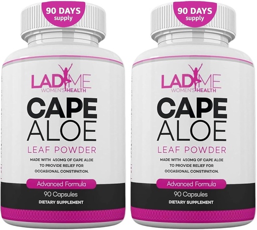 [BRSROEAYCIMB6CLA] Pure Cape Aloe Herbal Laxative pour le soulagement de la constipation Mouvement Bowel sain Nettoyage des colonies naturelles et complément alimentaire de détox Conçu pour les femmes par Ladyme 180 Capsules