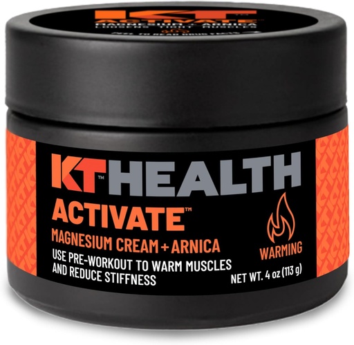 [BRSROCAQCV6AYHT4] KT Health, Magnesium Cream, Activate - Warms & Loosens Tight Muscles - Use Pre-Workout to Reduce Stiffness