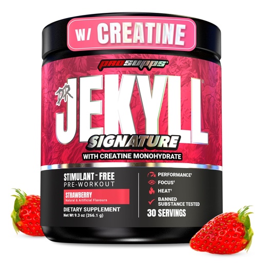 [BRSROAAEDMMGMCLJ] ProSupps Dr. Jekyll Signature Pre Workout Powder with Creatine - Stim-Free Preworkout Supports Focus & Endurance - Caffeine-Free Gym & Fitness Supplements (Strawberry, 30 Servings)