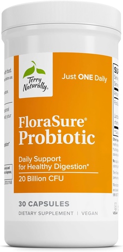 [BRSRM23QOUHQAHLU] Terry Naturally FloraSure Probiotic - Digestion Supplement to Aid Against Occasional Bloating & Support Gas Relief - Gut Health Support Supplement with Bifidobacterium Bifidum - 30 Capsules