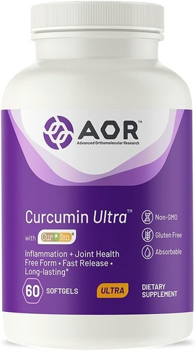 [BRSWGAYLO54GYC3G] AOR, Curcumin Ultra, Premium supplement, Fast-Acting Joint Support, 60 Softgels (60 Servings)