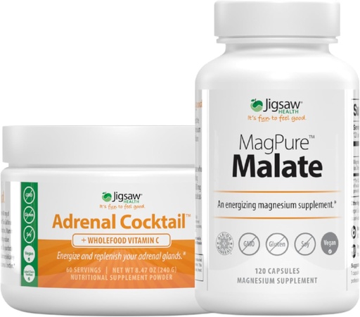 [BRSRAZT6C4MRG2Y4] Jigsaw Health Bundle | Adrenal Cocktail, 60 Servings (Jar), and MagPure Malate, 120 Capsules