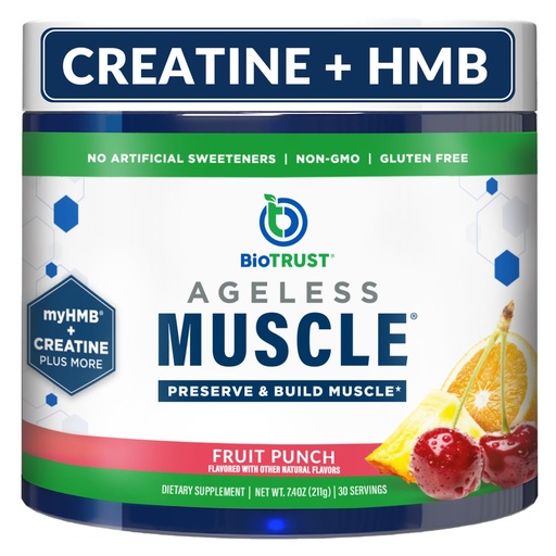 [BRSROEICO4JWK3LD] BioTrust Ageless Muscle Builder - Creatine HMB Powder with Vitamin D3 & Betaine - Build & Preserve Naturally Declining Muscle Mass & Strength - Fruit Punch, 30 Servings