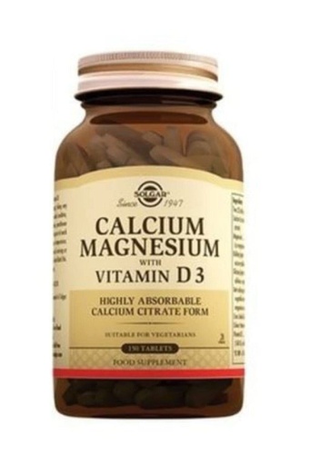 [BRSWIZ3YCVYRGGDC] Solgar Calcium Magnesium with Vitamin D3-150 Tablets, Pack of 2 - Promotes Healthy Bones, Supports Nerve & Muscle Function - Non-GMO, Gluten Free, Kosher - 60 Total Servings