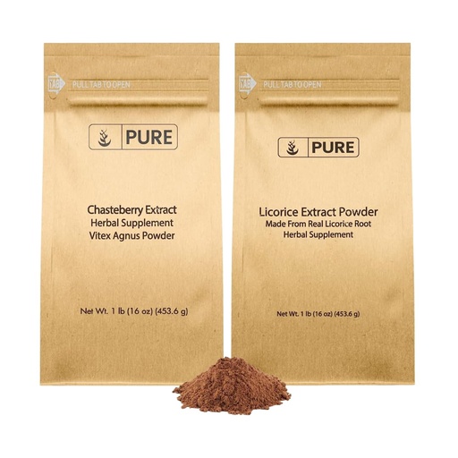 [BRSROEA2CQDQOHL7] PURE ORIGINAL INGREDIENTS Chasteberry Extract and Licorice Extract Bundle, 1 lb Each, Non-GMO, Gluten Free Supplements