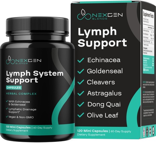 [BRSRAZI5BZ5AGHTA] Bylinný Lymfový systém Suplement - Lymfatická podpora Komplex s Echinacea Goldenseal Astragalus & Hydroxytyrosol pre Lymfatické Drainage & Immune Support - Vegan Non-GMO Gluten Free (2 mesiace)