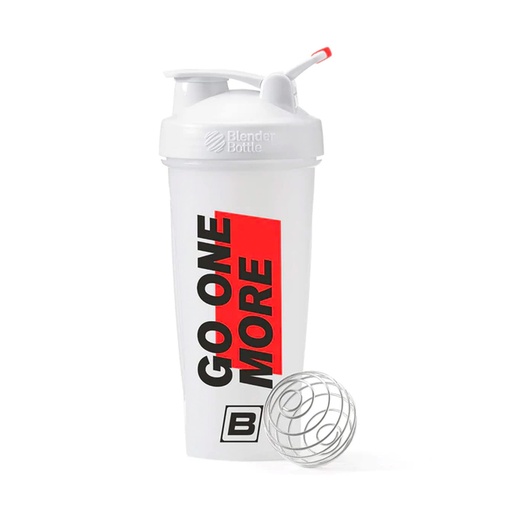 [BRSRMFIYBECBUFAY] BARE PERFORMANCE NUTRITION Go One More BlenderBottle Shaker Bottle, 28 oz Shaker Bottle with Wire Whisk, White