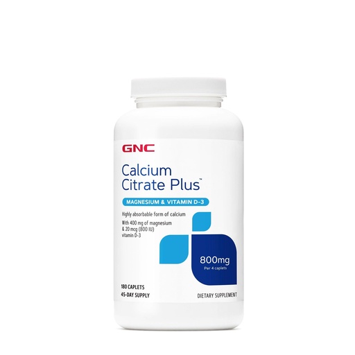 [BRSWYZYOB55Q4EIV] GNC Calcium Citrate Plus 800mg Supplement, Supports Bone Health, 45 Servings