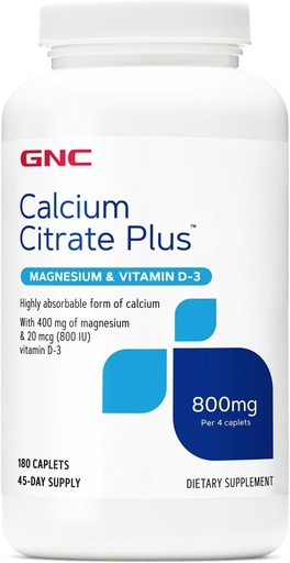 [BRSWYZYOB55Q4EIV] GNC Calcium Citrate Plus 800mg Supplement, Supports Bone Health, 45 Servings