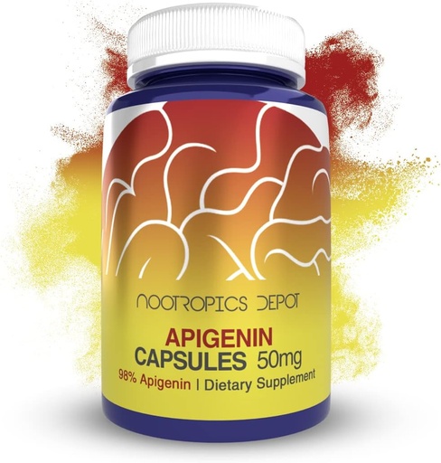 [BRSRMZQCBV5BOEI6] Nootropics Depot Apigenin Capsules 124; 50mg 124; 60 Count 124; > 98% Apigenin Ai124; Supports Relaxation, Gabungan Kesehatan, dan NAD + Tingkat