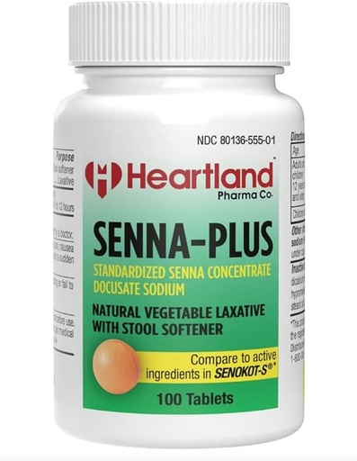 [BRSW2ZQ3AUHAOYL7] Senna-Plus Natural Vegetable Sennoside Laxative | Docusate Sodium Stool Softener Tablets Constipation Relief | 100 Tablets |2 Pack