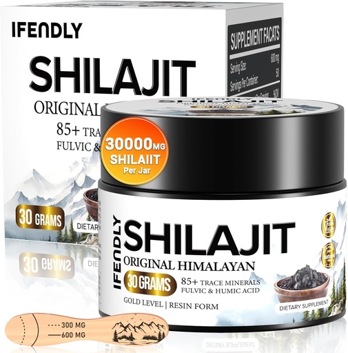 [BRSRAGQ3AECB6DI7] Shilajit Resin, Shilajit for Men & Women, Shilajit Pure Himalaia organikoa - 600mg Potency Gold Grade, 85+ Trace Mineral, Fulvic & Humic Acid, Stamina, Immunity & Indarra, 50 Zerbitzu (30g)
