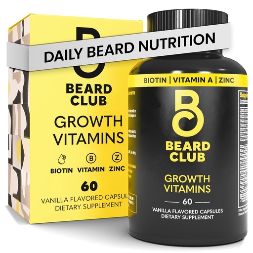 [BRSWGYD3C4JRUA3X] The Beard Club - Biotin Beard Growth Vitamins - Support A Thicker Fuller Beard, Fill in Patches - Minerals & Multi-Vitamins Help Support and Stimulate Healthier Facial Hair Growth