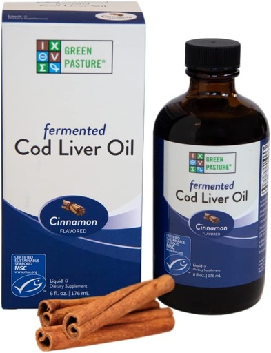[BRSRMBQYOANBUDQY] Grüne Weide - Fermented Cod Liver Oil Liquid - 6 fl. oz. - Cinnamon