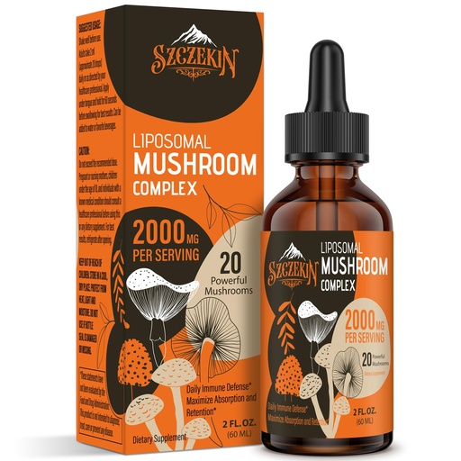 [BRSROA34OQFWGA3X] Liposomal Mushroom Complex Drops 2000 MG - 20 Organic Mushroom Extracts - Advanced Liquid Formula for Immunity, Cognitive and Memory - Lions Mane Supplement, Reishi, Cordyceps, Chaga, 30 Servings