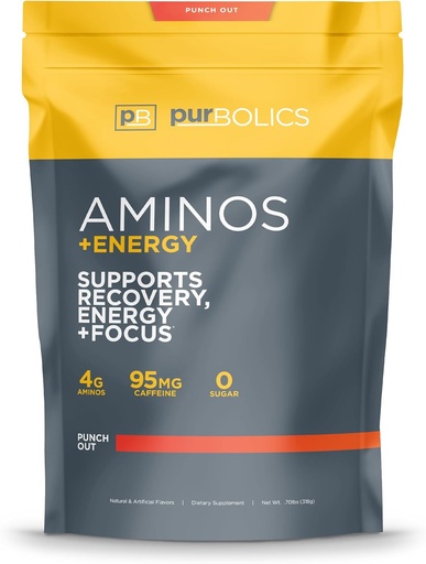 [BRSWGYDYOYAWCYLX] Purbolics Aminos + Enerji | Supports Recovery, Energy & Focus / 95mg Caffeine, 0 Sugar & 60 Xidmətlər (Punch Out)