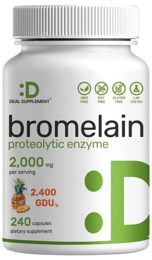 [BRSW2EANBMOQM23F] Bromelain Supplement 2,000mg Per Serving, 240 Capsules – Natural Proteolytic Enzymes from Fresh Pineapple – Supports Nutrient Digestion