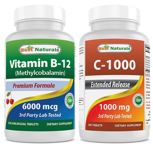 [BRSRMBAZBYFWMHQY] Best Naturals Vitamin B12 6000 mcg & Vitamin C 1000 mg
