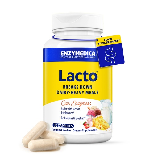 [BRSWIY32PJ6BAYL4] Enzymedica - Lacto, Most Advanced Dairy Digestive Enzyme Formula, 30 Capsules