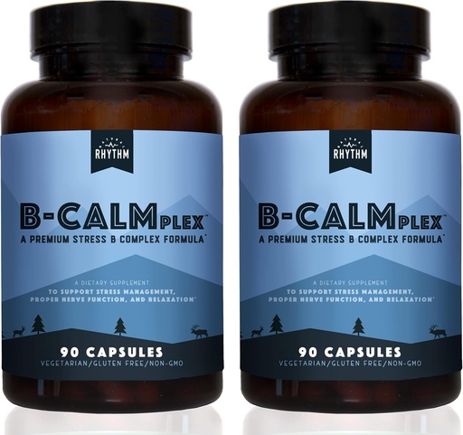 [BRSRMFLRDMPRA3D6] Natural Rhythm B-CALMplex, 2 Pack, Unique B Vitamin Blend, B Complex Supports Proper Nerve Function and Relaxation, 3 Month Supply, 90 Count Bottles