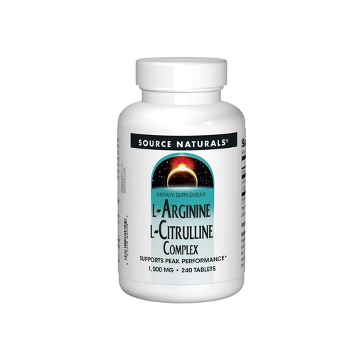 [BRSWIYQGAYMRKEAZ] Source Naturals L-Arginine L-Citrulline Complex, Essential Amino Acid Supplement, Supports Peak Performance* 1,000 mg - 240 Tablets