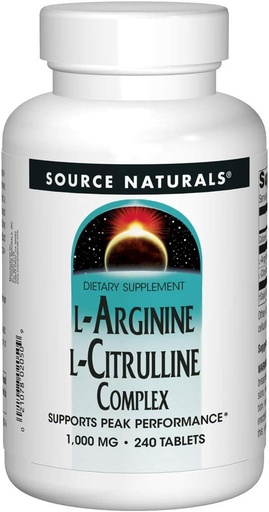 [BRSWIYQGAYMRKEAZ] Source Naturals L-Arginine L-Citrulline Complex, Essential Amino Acid Supplement, Supports Peak Performance* 1,000 mg - 240 Tablets