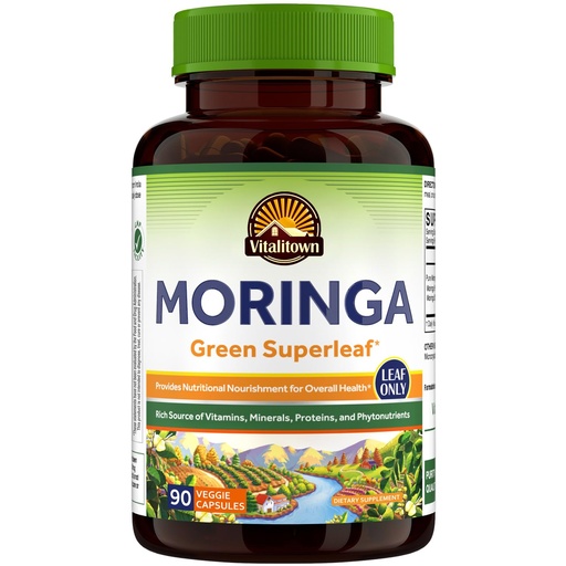 [BRSW2CY3AABQYYLK] Vitalitown Moringa Capsules, Pure Moringa Oleifera Leaves, No Sticks, No Caffeine, Energy, Immune, 90 Capsules