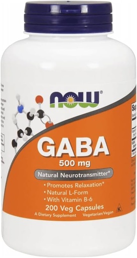 [BRSWIEDZDIEGIEQ5] NOW Foods - GABA with Vitamin B6 500 mg. - 200 Vegetarian Capsules