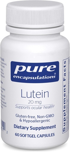 [BRSWIYQECUFRGAY5] Pure Encapsulations Lutein 20 mg | Hypoallergene Antioxidantien Unterstützung für gesunde visuelle Funktion | 60 Softgel Kapseln