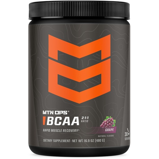 [BRSRAFL2CF4AKCT6] MTN OPS BCAA Powder 2:1:1 Amino Acids Supplement Powder for Rapid Muscle Recovery & Repair with Zero Sugar & Gluten Free - 30 Servings, Grape