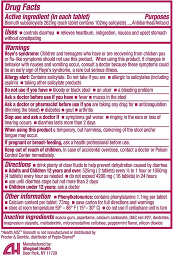 [BRSWYZYCBMNREFDO] HealthA2Z® Bismuth | Bismuth Subsalicylate 262mg | Multi-Symptom Relief | (24 Pack (288 Tablets))