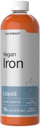 [BRSRAY3QOYBWC3Q2] Horbäach Iron Supplement Liquid | 16 Fl Oz | Vegan & Vegetarian Formula | Non-GMO and Gluten Free