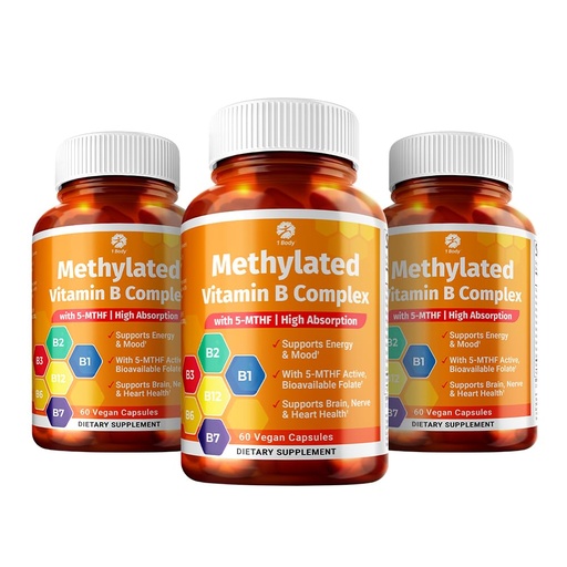 [BRSRO2YEPIDWY237] 1 Body Vitamin B Complex 3 Pack – Bioavailable B Vitamins with 5-MTHF Folate, B1, B2, B5, B6, Methyl B12, Niacin & Biotin – Non-GMO, Vegan, Made in USA
