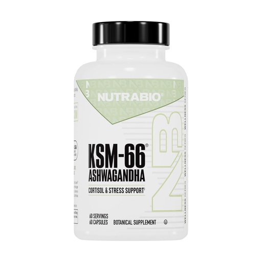[BRSRMFI7AAIQEALJ] NutraBio Ashwagandha KSM-66 | Ashwagandha Herbal Supplement for Stress, Mood, & Performance | 600 MG of Clinically Studied KSM66 60 Capsules