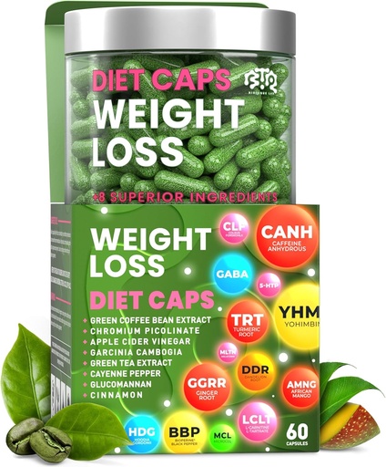 [BRSRA2YLBYJWGD3J] Weight Loss Diet Capsules, Natural Appetite Suppressant, Day & Night Fat Burner for Women & Men with Apple Cider, Green Coffee Bean Extract, Metabolism Booster Supplement - 60 Pills