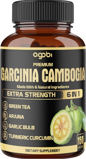 [BRSRM2QHAQHRMCIV] Premium Garcinia Cambogia Capsules with Green Tea, Arjuna, Garlic, Turmeric, Black Pepper - Body Health &apos; Immune Support supplement - 1 Pack 150 Caps for 5 Months